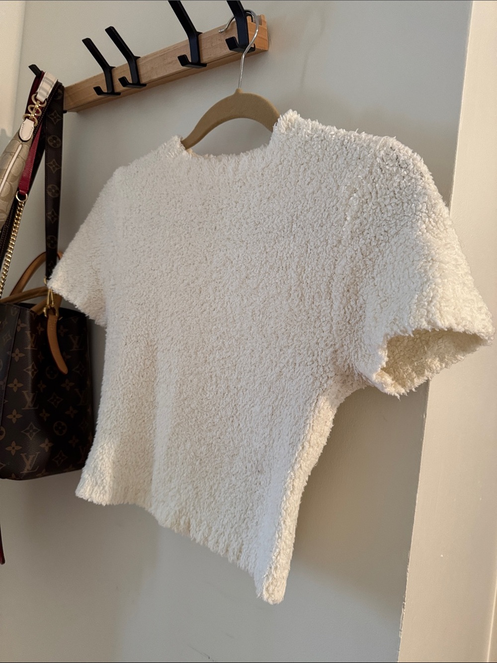 SKIMS Cream Textured Short Sleeve Bouclé Tee